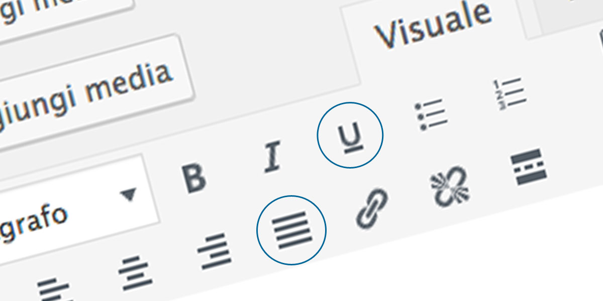 I tasti Sottolineato e Giustificato in WordPress 4.7